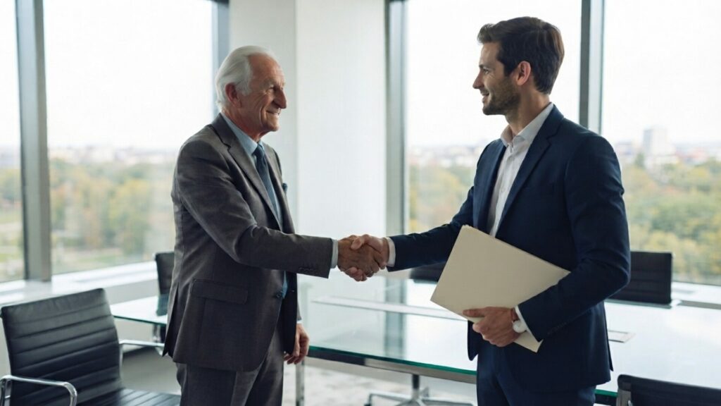 Signature de contrat de partenariat entreprise : poignée de main entre un mécène et une association labellisée Do Good.