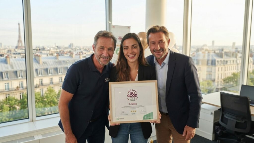 Équipe fêtant le label, Label do Good