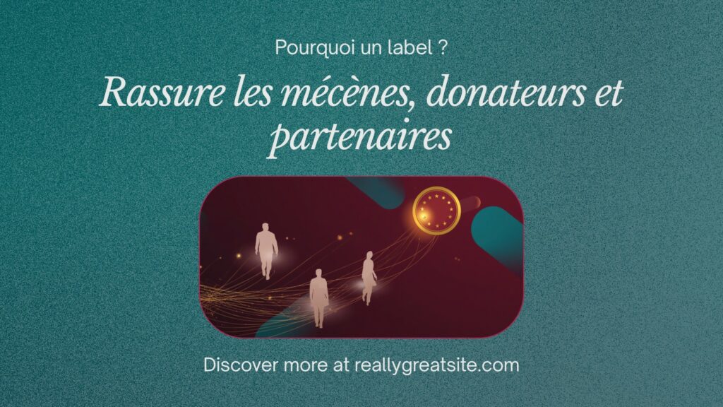 Trois mains se rejoignant autour d'un sceau de certification étoilé symbolisant la confiance des donateurs, mécènes et partenaires d'une association